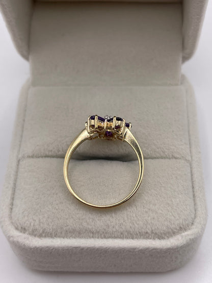 9ct gold amethyst and diamond ring