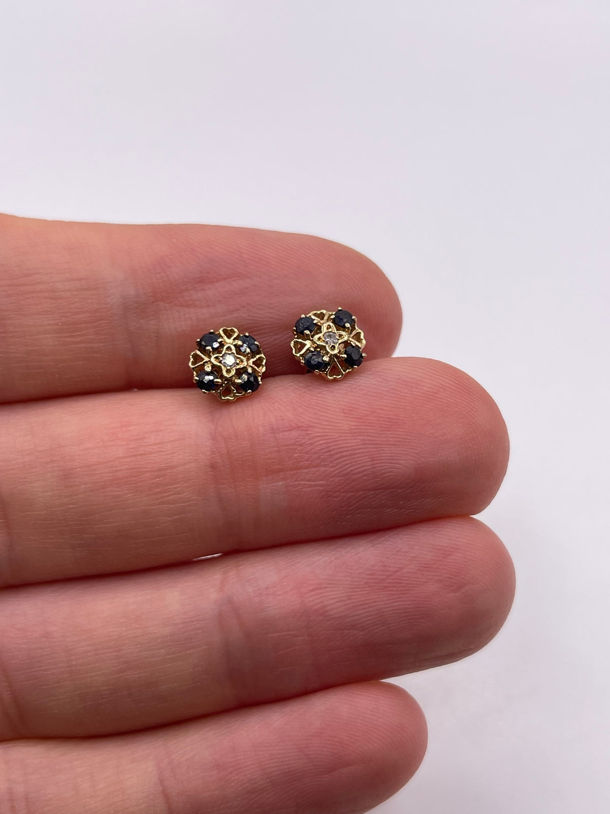 9ct gold sapphire and diamond earrings