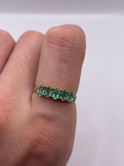 9ct gold emerald and zircon ring