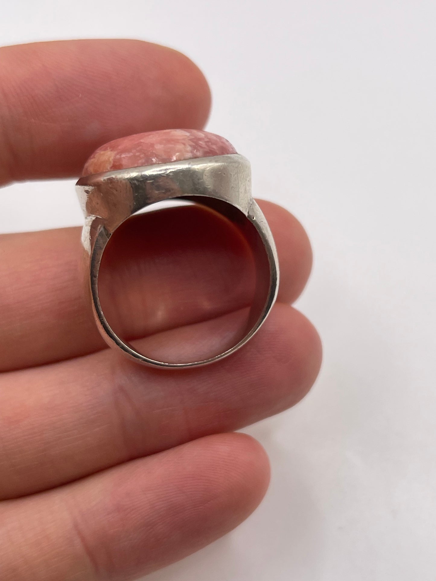 Silver rhodonite ring