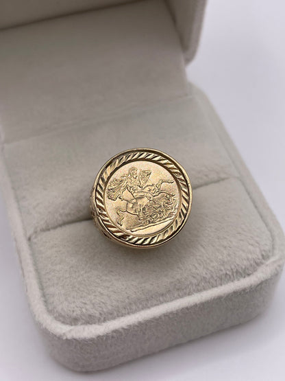 9ct gold medallion ring