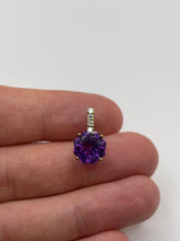 Load image into Gallery viewer, 9ct gold amethyst and diamond pendant
