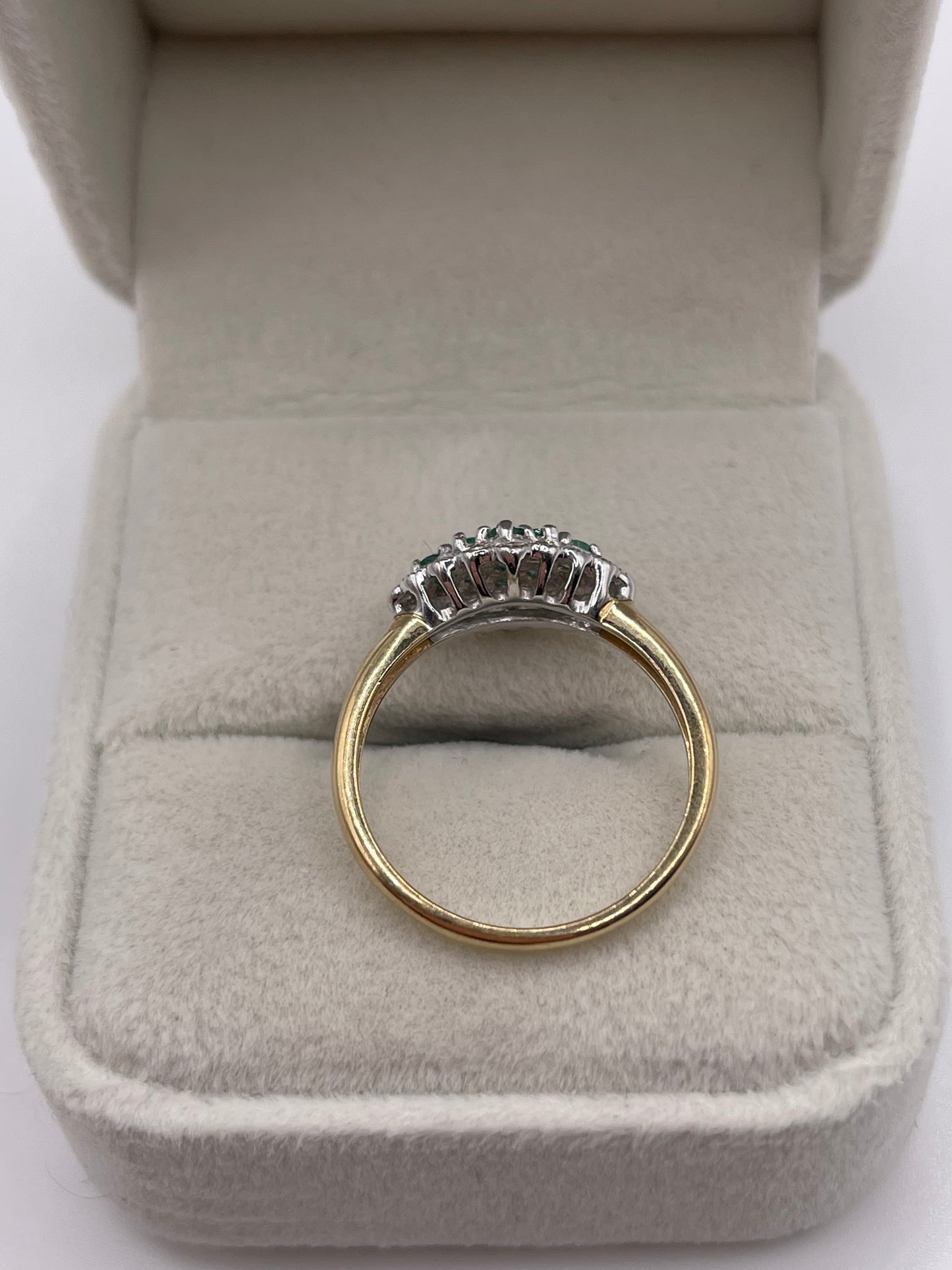 9ct gold emerald and diamond ring