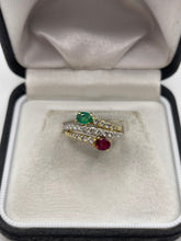 Load image into Gallery viewer, 18ct gold emerald, ruby and diamond ring
