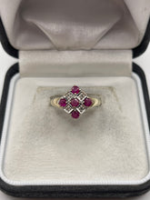 Load image into Gallery viewer, 9ct gold ruby and diamond ring
