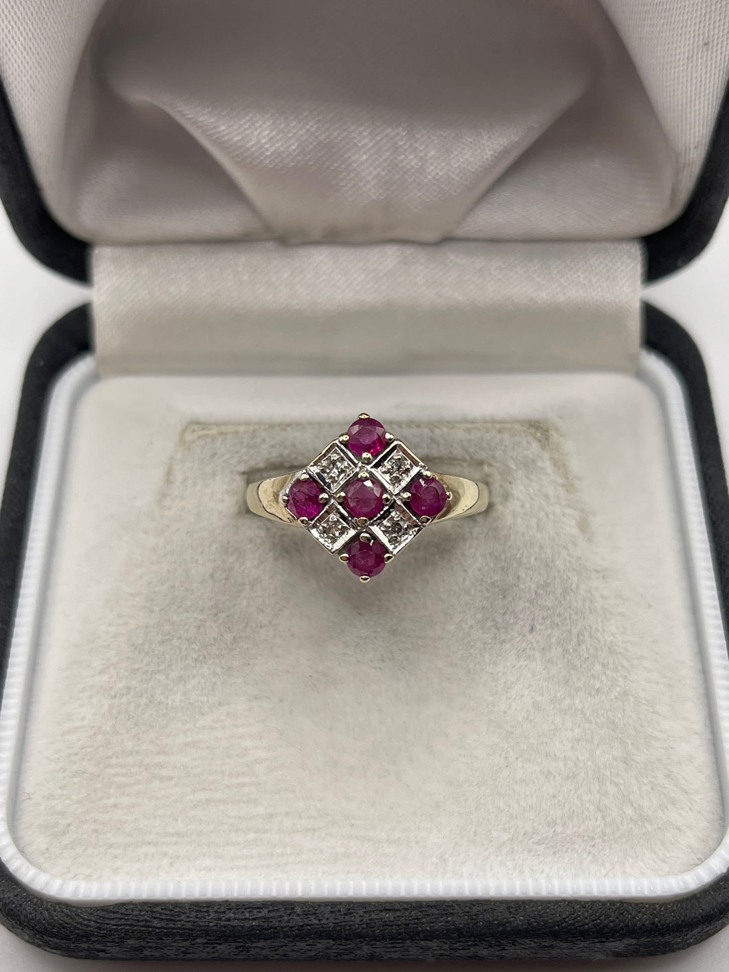 9ct gold ruby and diamond ring