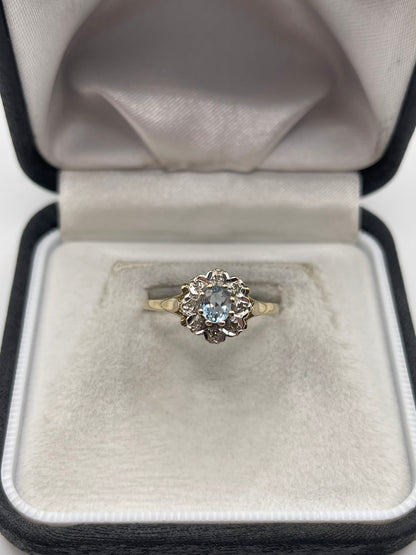 9ct gold topaz and diamond ring