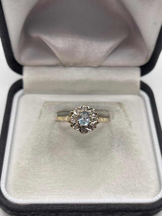 9ct gold topaz and diamond ring