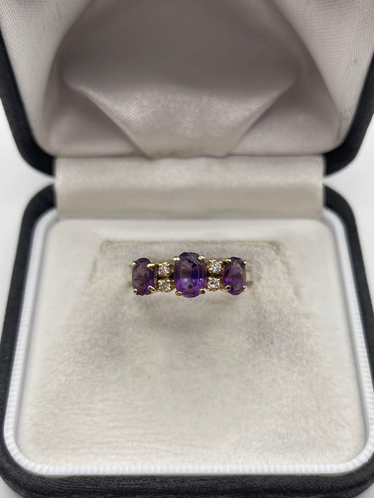 14ct gold amethyst and diamond ring