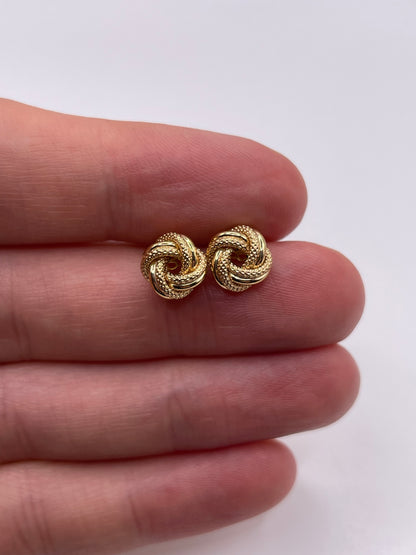 9ct gold frosted knot earrings