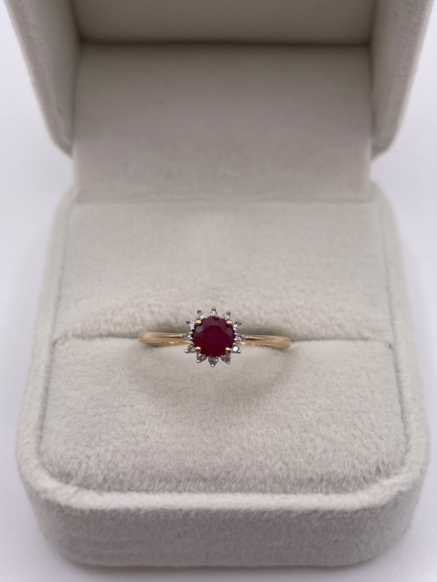 9ct gold ruby and diamond ring
