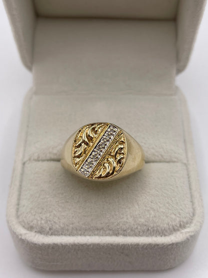 9ct gold diamond signet ring