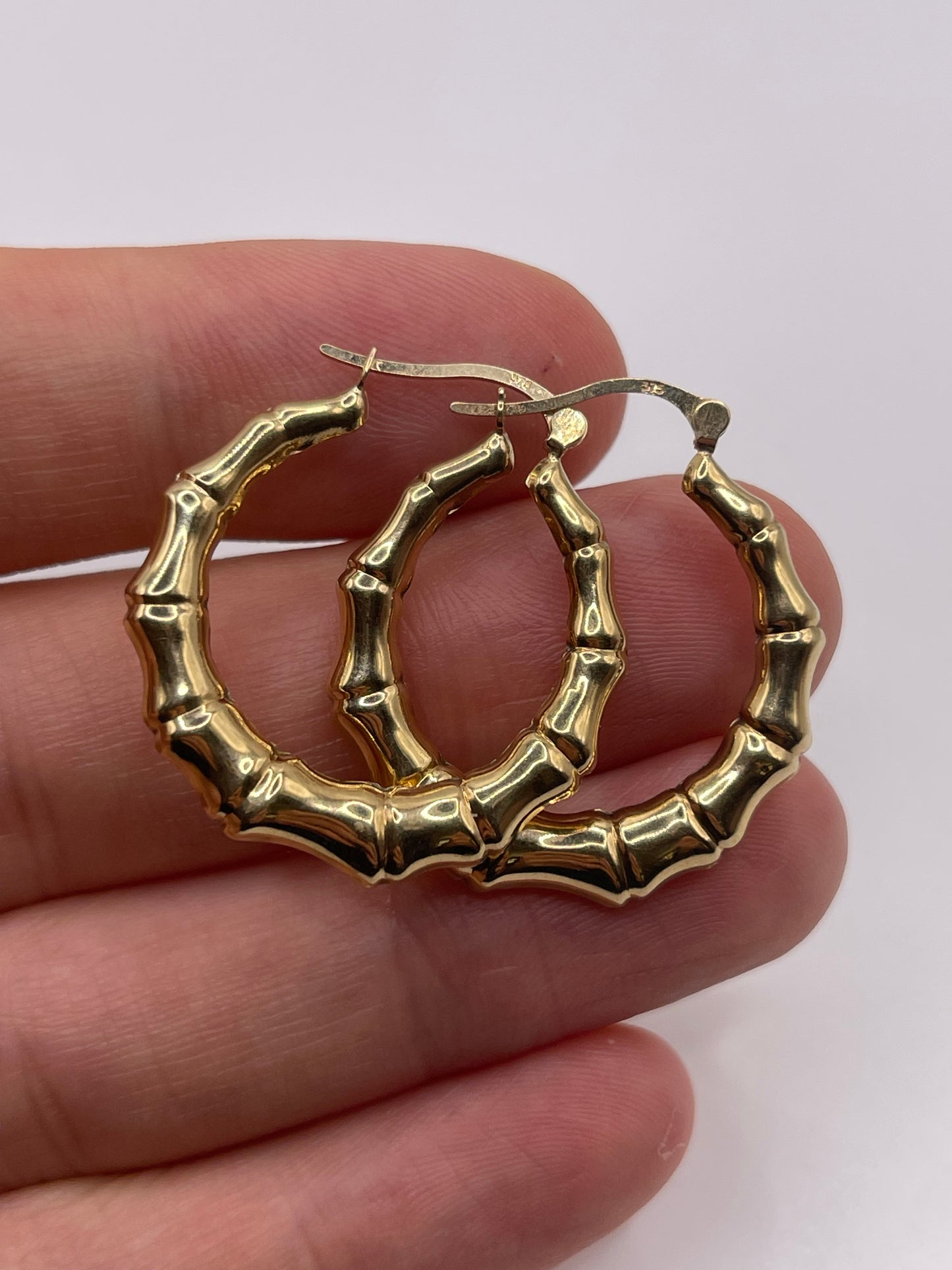 9ct gold bamboo creole earrings