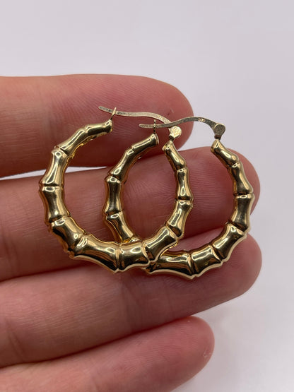 9ct gold bamboo creole earrings