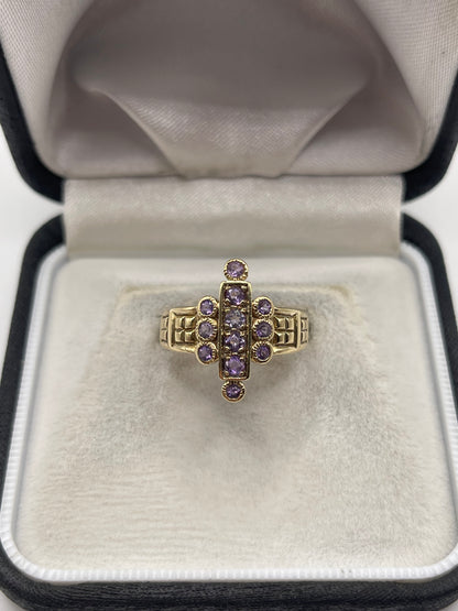9ct gold amethyst cluster ring