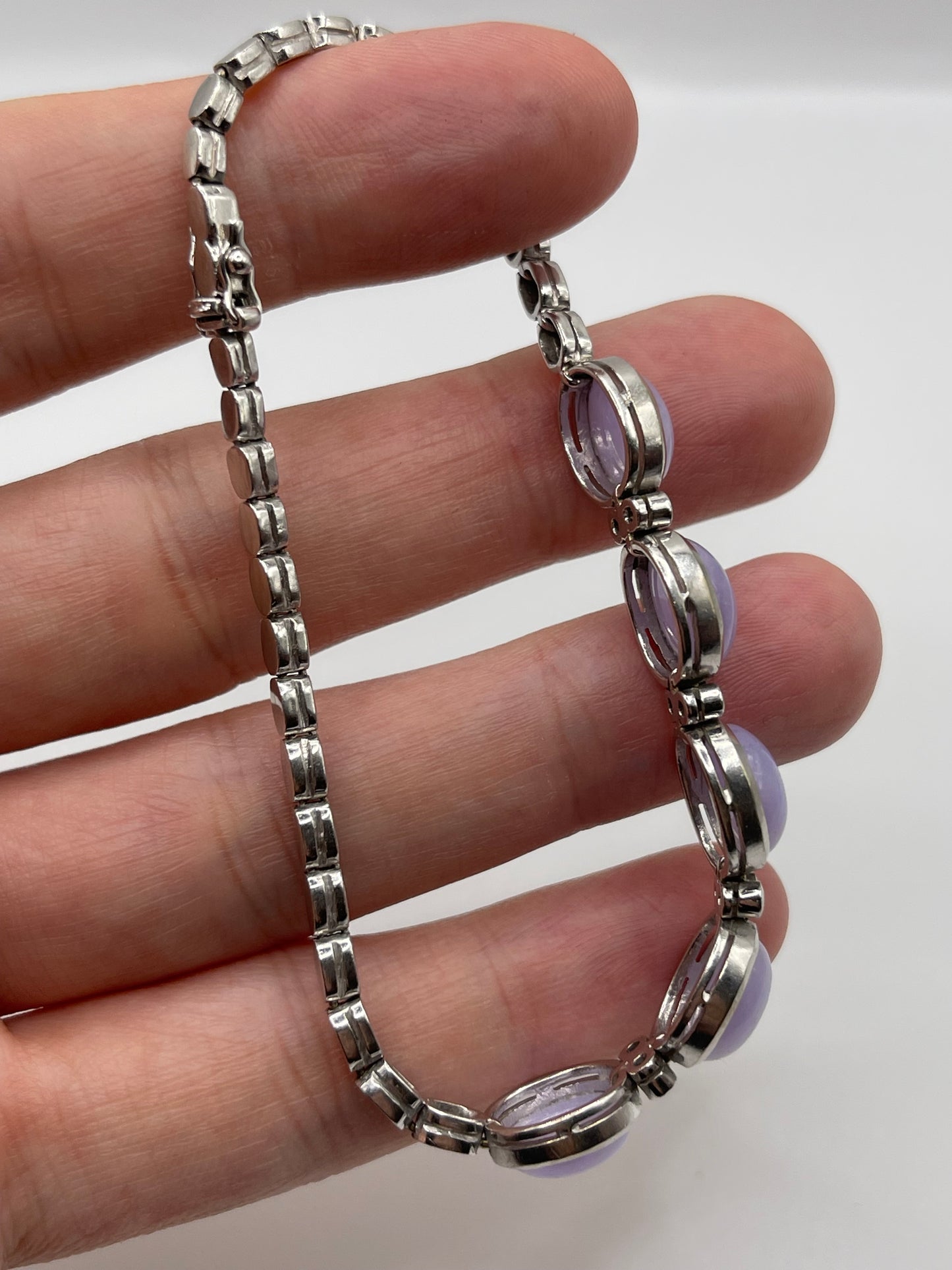 14ct white gold jade and diamond bracelet