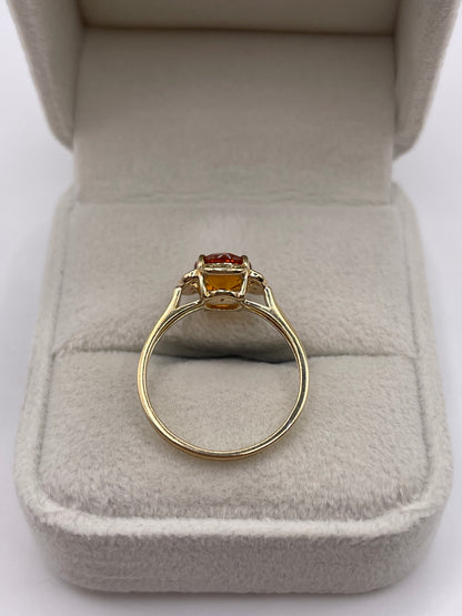 9ct gold citrine and diamond ribg
