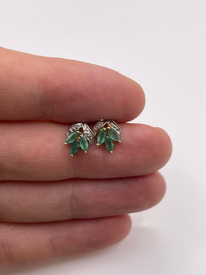 9ct gold emerald and diamond earrings