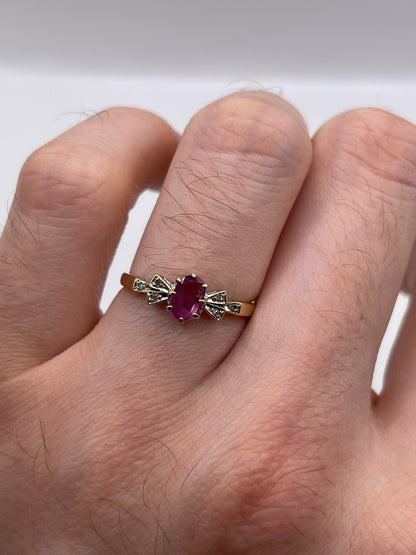9ct gold ruby and diamond ring