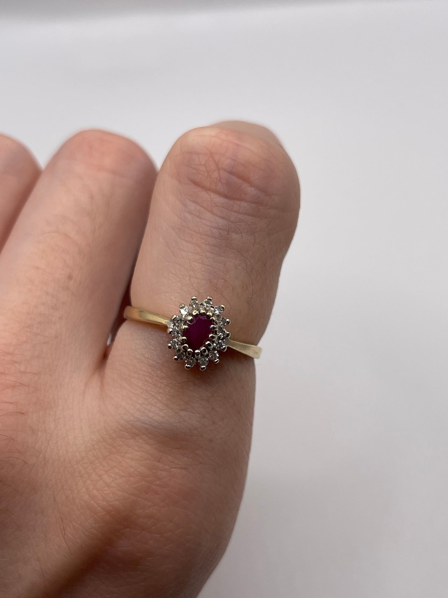 9ct gold ruby and diamond ring