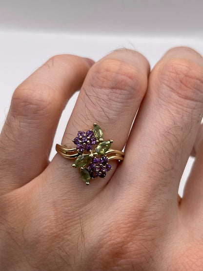 9ct gold amethyst and quartz ring