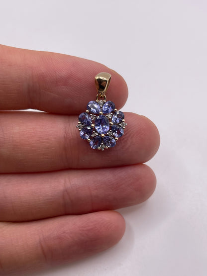 9ct gold tanzanite and diamond pendant