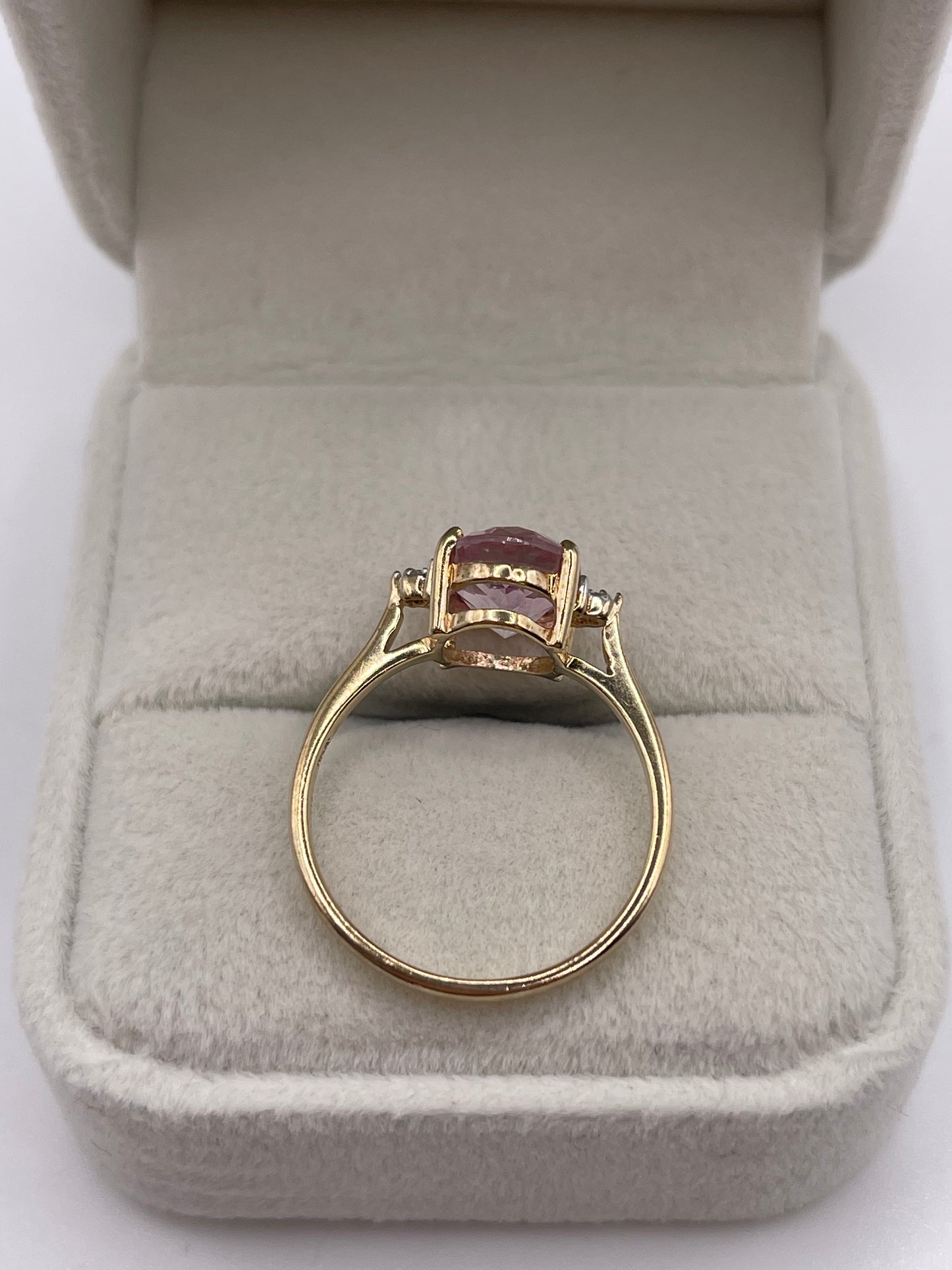 9ct gold pink topaz and diamond ring