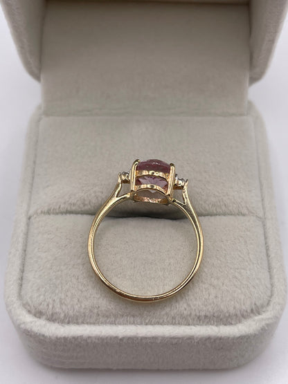 9ct gold pink topaz and diamond ring