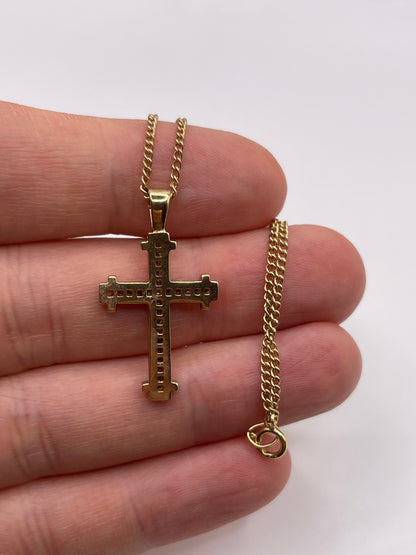 9ct gold diamond cross necklace