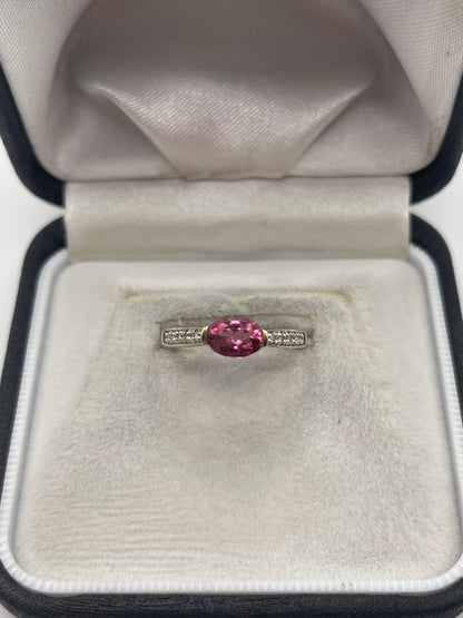 9ct gold tourmaline and diamond ring