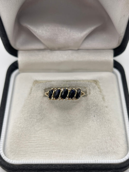 9ct gold sapphire and diamond ring