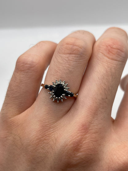 9ct gold sapphire and diamond ring