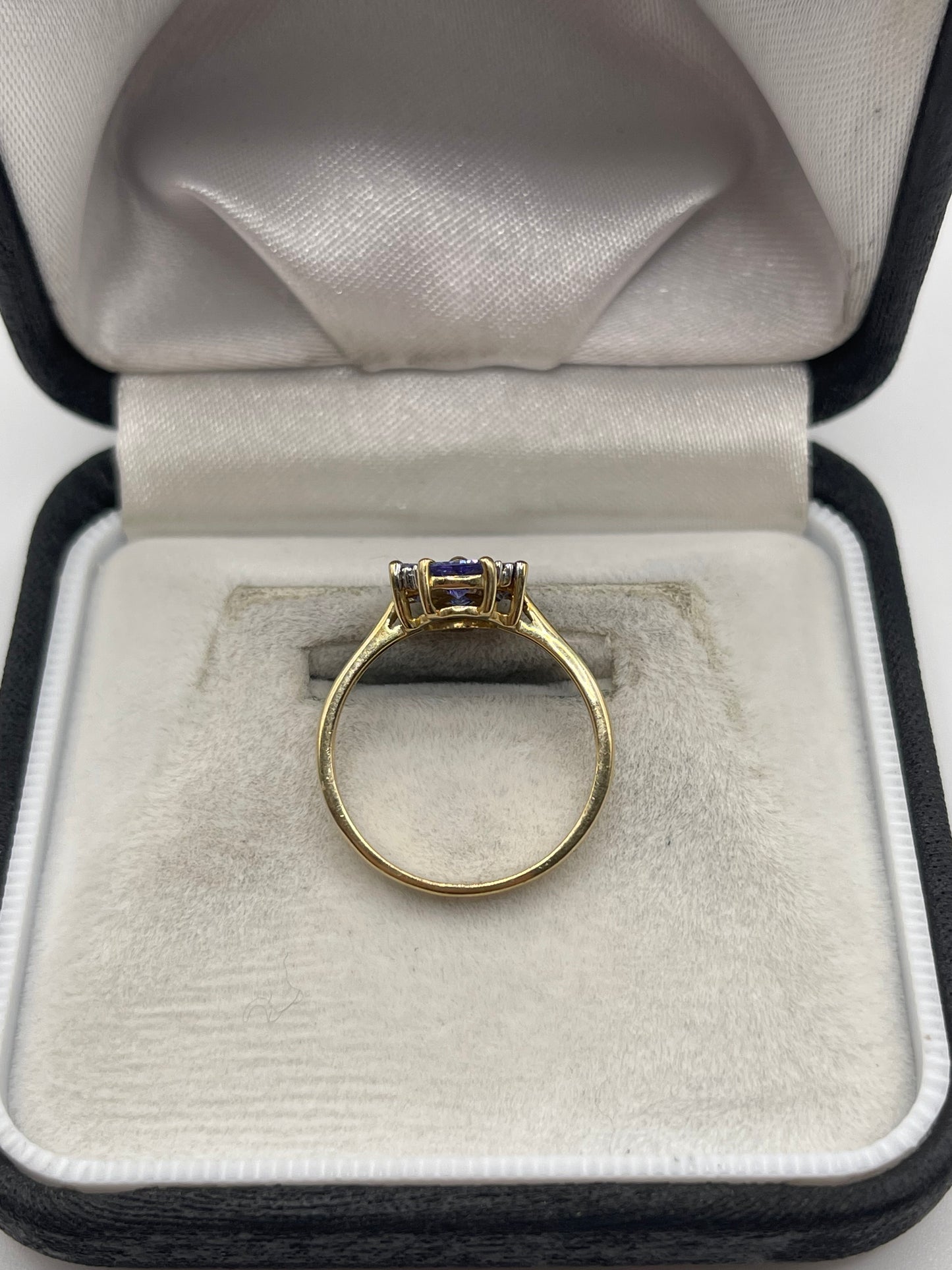 9ct gold tanzanite and zircon ring