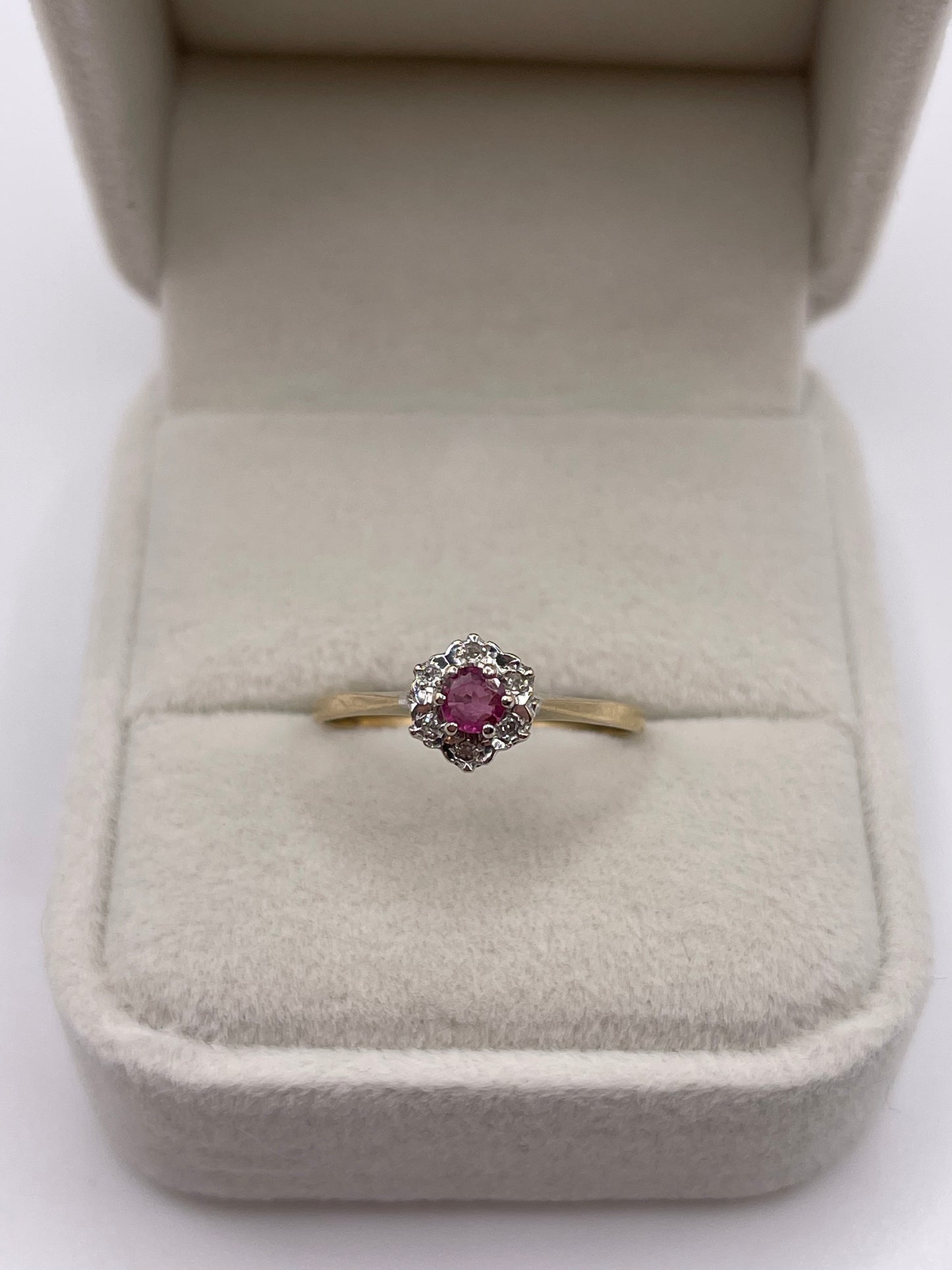 9ct gold ruby and diamond ring