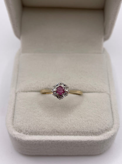 9ct gold ruby and diamond ring