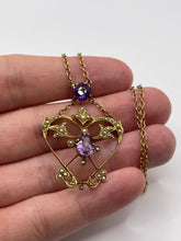 Load image into Gallery viewer, Antique 9ct gold amethyst and pearl necklace
