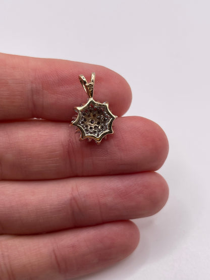 9ct gold diamond cluster pendant