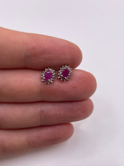 9ct gold ruby and diamond earrings