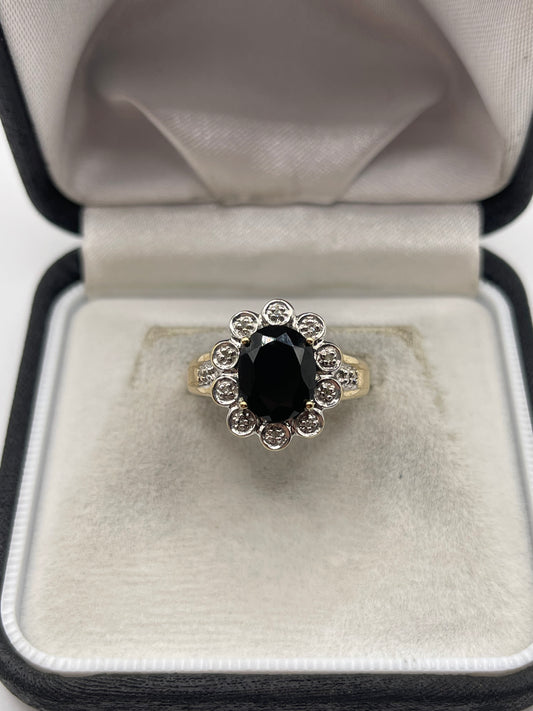 9ct gold sapphire and diamond ring