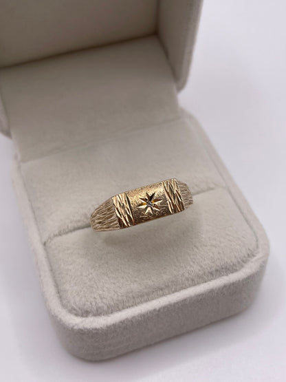 9ct gold diamond signet ring