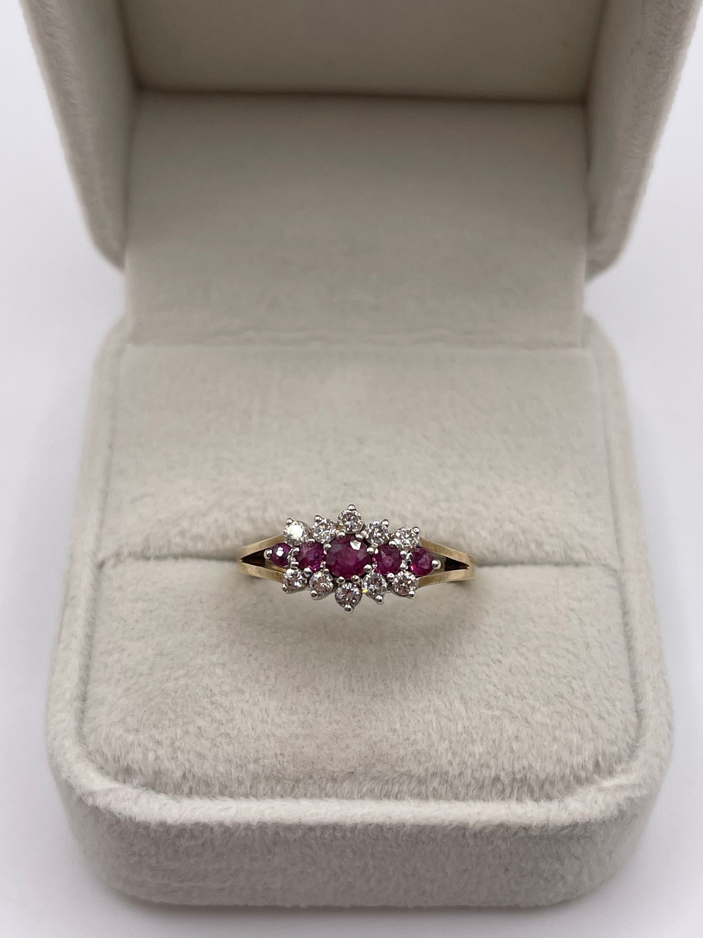9ct gold ruby and diamond ring