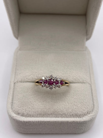 9ct gold ruby and diamond ring