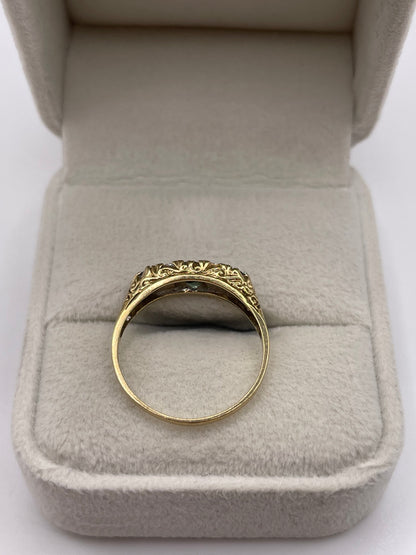 9ct gold emerald and diamond ring