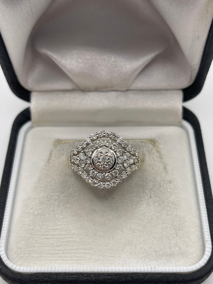 9ct gold 1.5ct diamond cluster ring