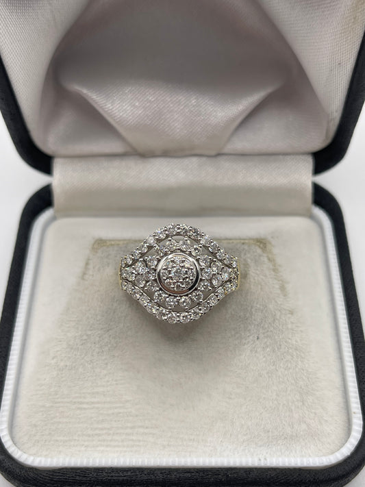 9ct gold 1.5ct diamond cluster ring