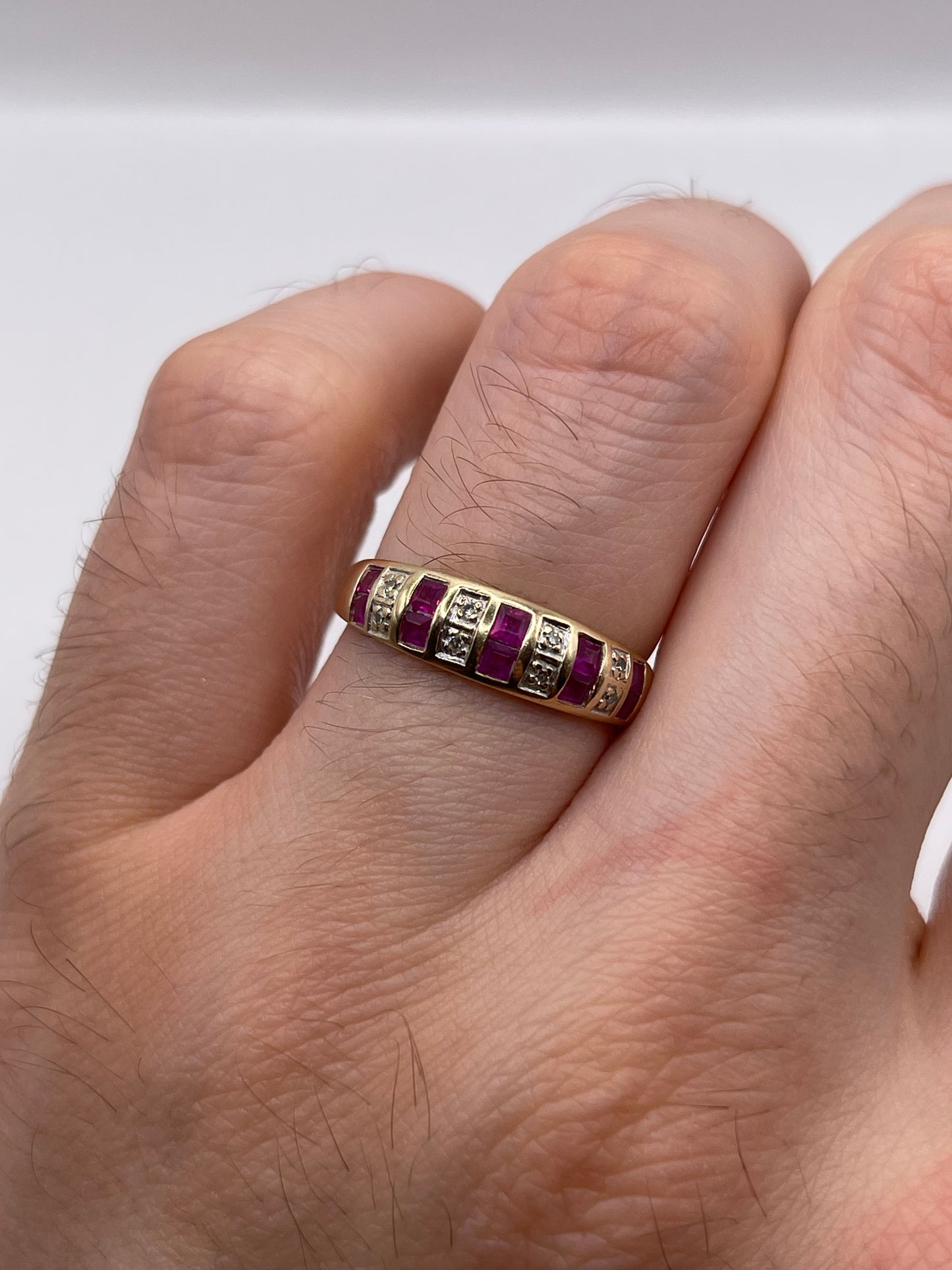 9ct gold ruby and diamond ring