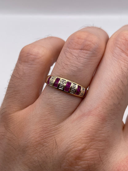 9ct gold ruby and diamond ring