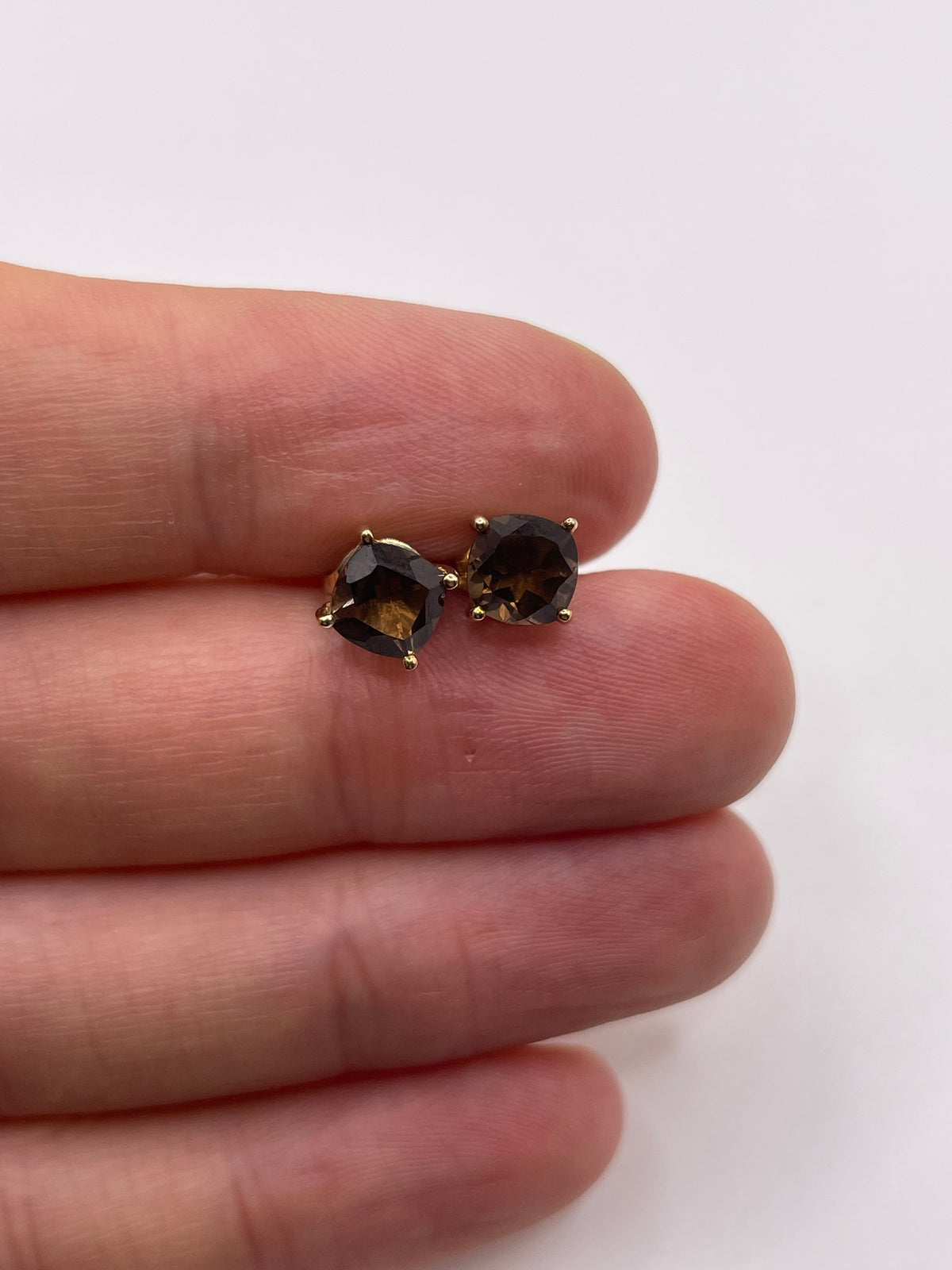 9ct gold Smokey quartz earrings