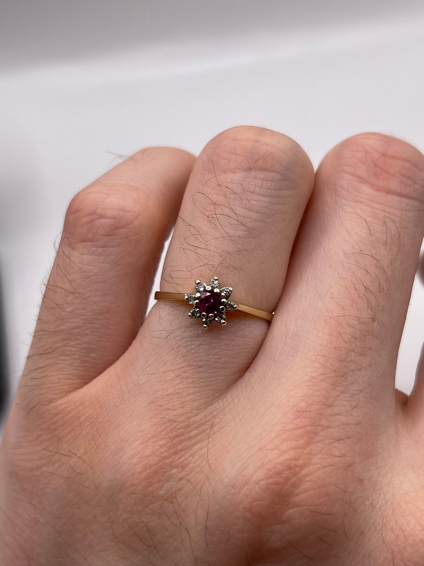 9ct gold ruby and diamond ring
