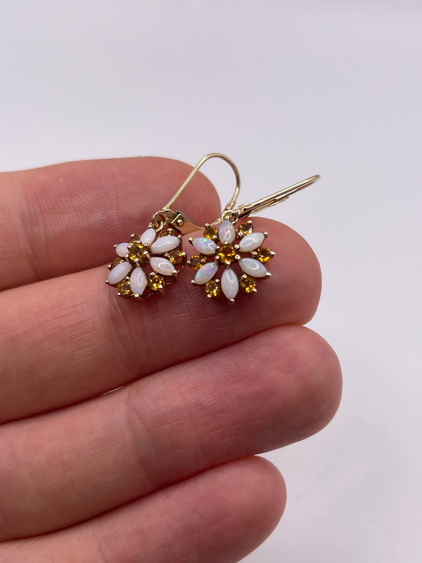 9ct gold opal and citrine earrings